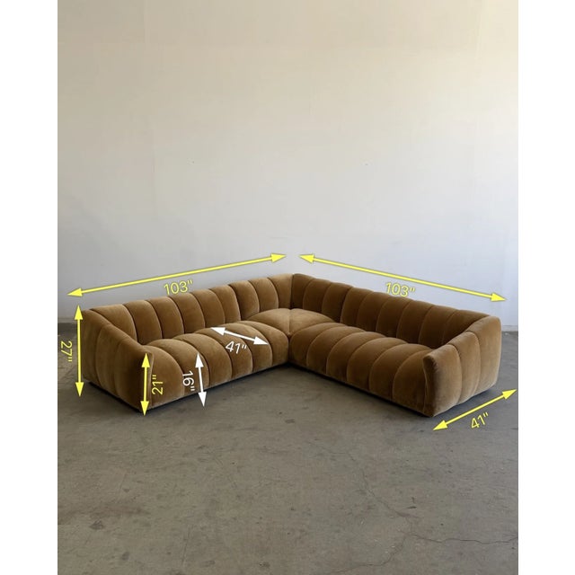 Gold Low Profile Channel Sectional Xl For Sale - Image 8 of 9