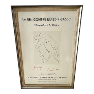 1970s Framed French Le Recontre Iliazd, Pablo Picasso Poster with Horse For Sale
