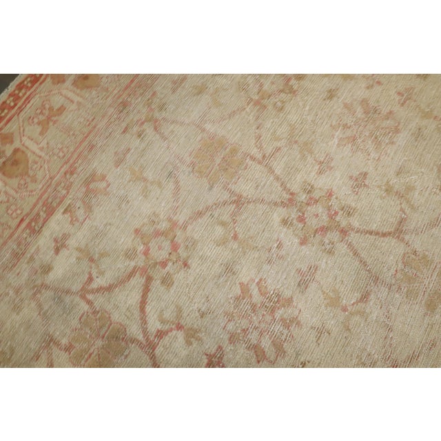 Ivory Antique Zabihi Collection Large Square Turkish Ghiordes Worn Rug - 12'4" x 13'10" For Sale - Image 8 of 10