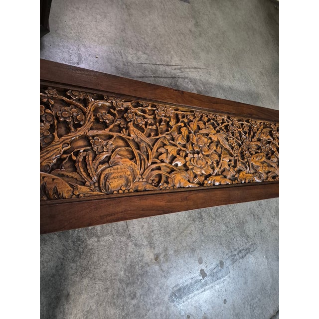 1970s Vintage 1970's Hand Carved Camphor Wood 3 Piece Coffee Table Set For Sale - Image 5 of 16