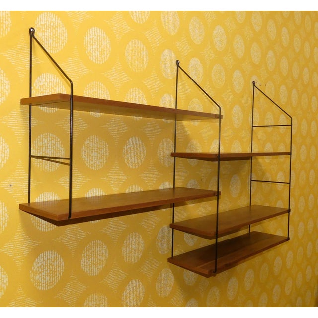 Mid-Century Modern Walnut String Shelving Unit, 1960s For Sale - Image 3 of 11