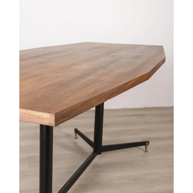 Vintage Italian Metal and Wood Table, 1960s For Sale - Image 4 of 12