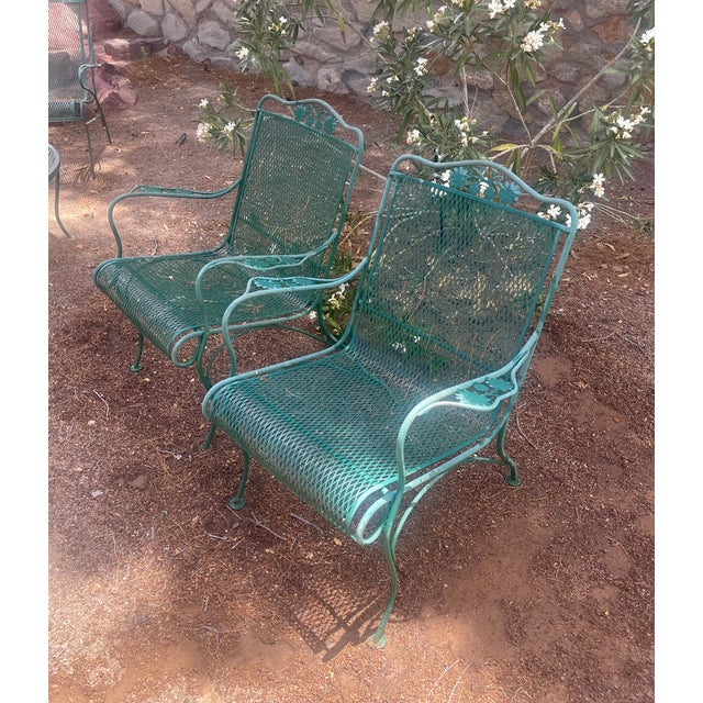 American Vintage Metal Garden Chairs, A Pair For Sale - Image 3 of 9