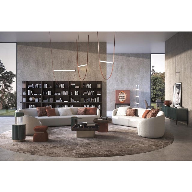 Contemporary Modern Art Deco Side Table in Lacquered Dark Wood with Glass from Kabinet For Sale - Image 3 of 9