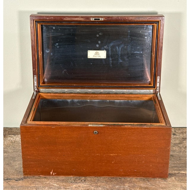 English Antique c.1920's Benson & Hedges Wooden Cigar Humidor Box For Sale - Image 3 of 17
