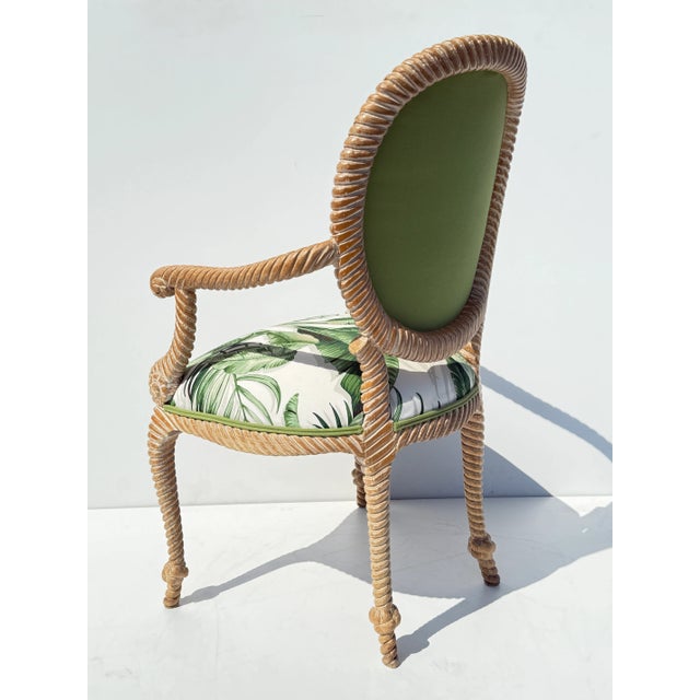Wood Late 20th Century Pair of Floridian Faux Bois Rope & Tassel Armchairs For Sale - Image 7 of 12