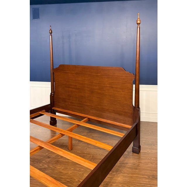 Brown Traditional Mahogany King Size Pencil Post Bed by Leighton Hall - Showroom Sample For Sale - Image 8 of 10