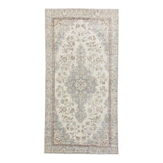 Antique Mahal Rug | Floral Design in Soft Ivory & Blue For Sale