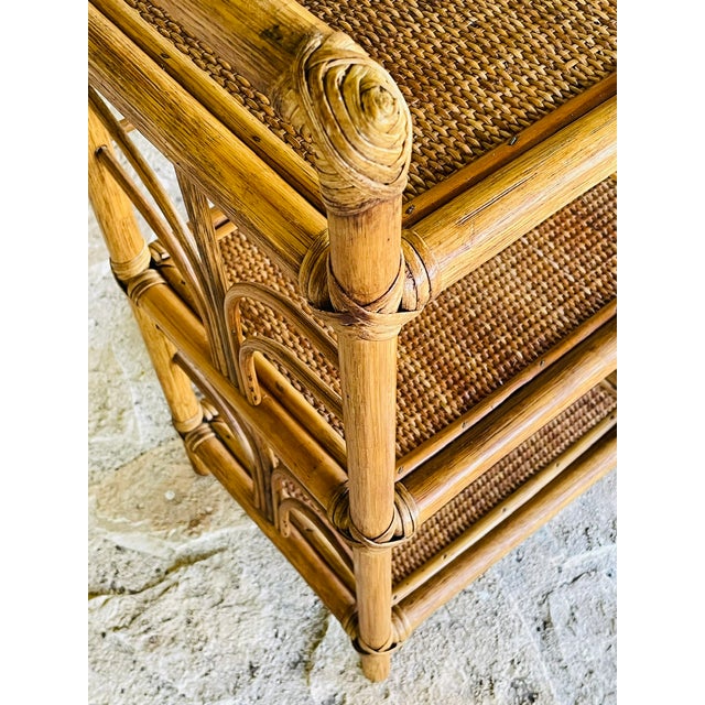 Vintage Bamboo and Rattan Three-Tier Shelf, 1970s For Sale - Image 13 of 18