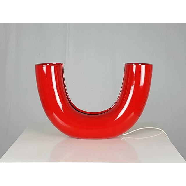 Red Tubo Table Lamp by Tomoko Tsuboi Ponzio for Ceramica Franco Pozzi, 1968 For Sale - Image 9 of 10