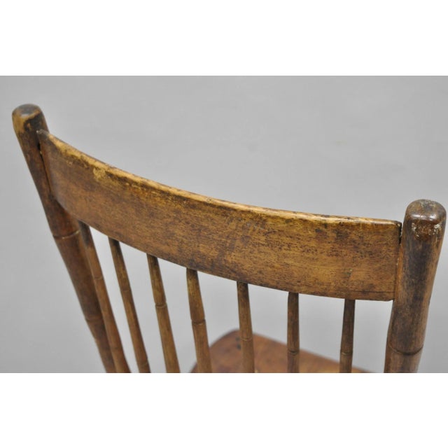 Antique Primitive Rustic French Farmhouse Wooden Faux Bamboo Side Chair For Sale - Image 13 of 14