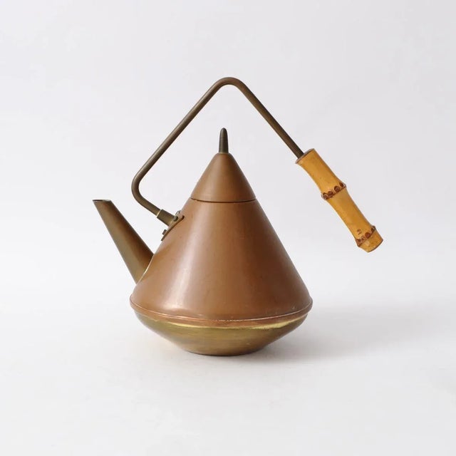Wood Mid-Century Copper and Brass Teapot, 1960s For Sale - Image 7 of 7