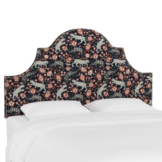 Textile Halsted Headboard in Coral Navy Leopard, Queen For Sale - Image 7 of 7