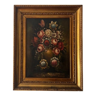 1960s Still Life Oil on Canvas Signed Framed by Italian Artist For Sale