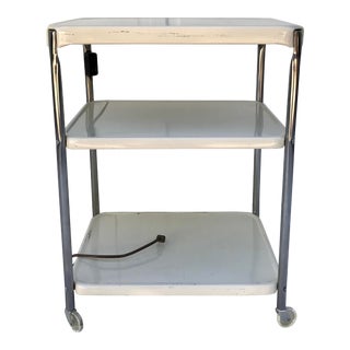 Mid-Century Industrial Rolling Metal Bar Cart For Sale