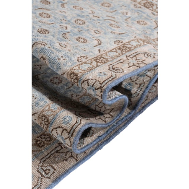 Blue Antique 1910 Blue Tabriz Runner - 3ft 3in X 15ft 8in For Sale - Image 8 of 12