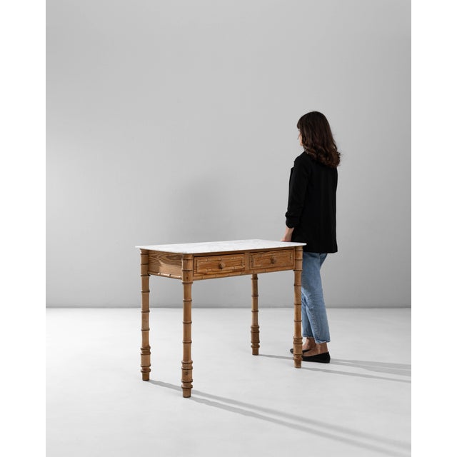 1900s French Faux Bamboo Table With Marble Top For Sale In Greensboro - Image 6 of 18