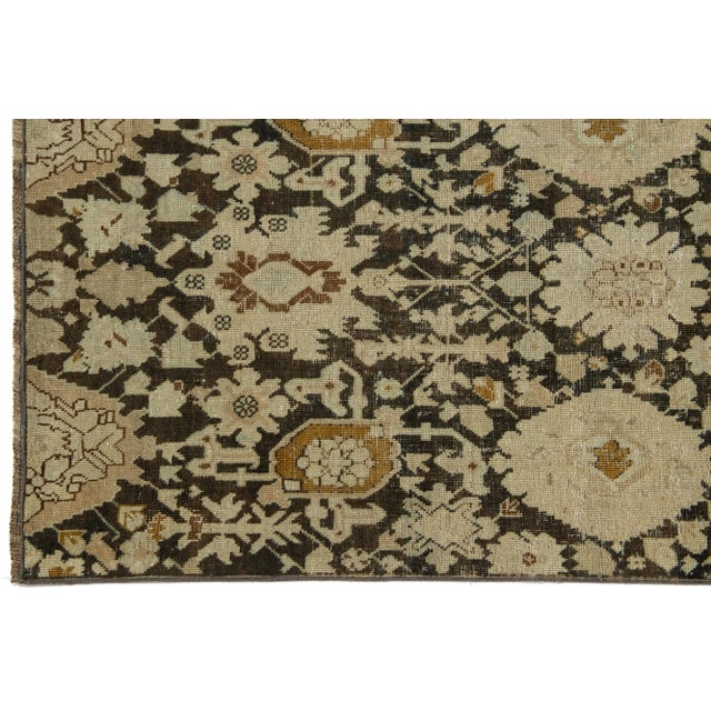 Naby Blue Antique Karabaugh Wool Runner Designed With Floral Pattern For Sale - Image 9 of 9