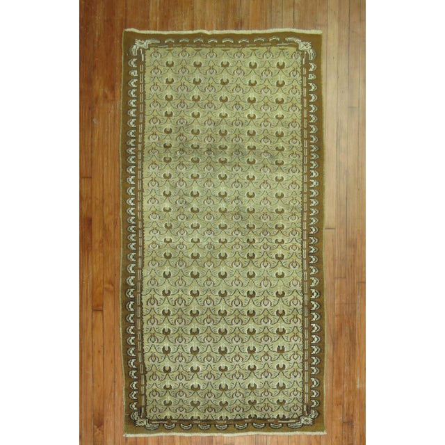 Early 21st Century Olive Brown Vintage Turkish Rug - 3'5" x 6'7" For Sale - Image 5 of 5