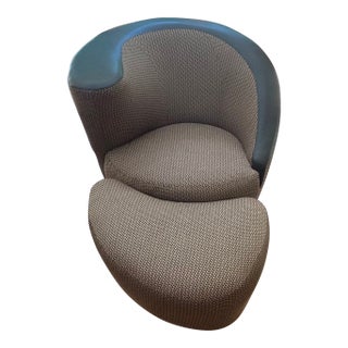 Beautiful Vintage Nautilus Swivel Chair and Ottoman/Footrest From Directional Designed by Vladimir Kagan For Sale