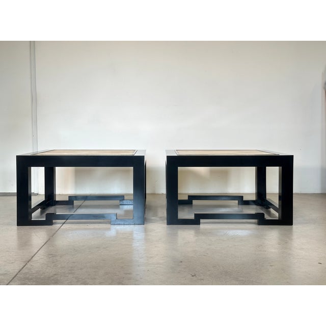 Wood and Travertine Coffee Tables in the style of Maison Jansen, 1970s, Set of 2 For Sale - Image 14 of 14