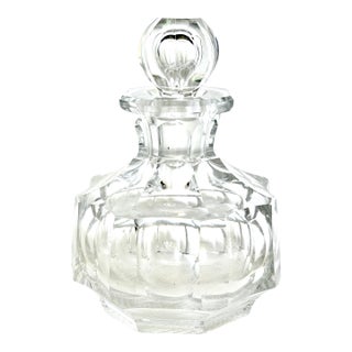 Art Deco Heavy Cut Crystal Perfume Bottle For Sale