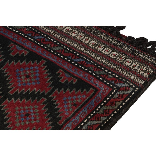 Rug & Kilim’s Baluch Tribal Rug in Black With Red and Teal Geometric Patterns For Sale In New York - Image 6 of 8