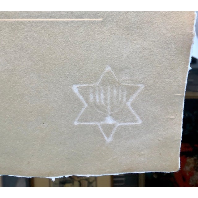 Expressionism Janos Kass, Hungarian Modernist Judaica Etching Print Teffilin, Jewish Rabbi in Prayer, 1992 For Sale - Image 3 of 12