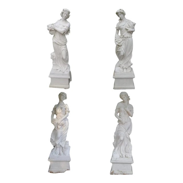 Italian Artist, The Four Seasons, 19th Century, Carrara Marble, Set of 4 For Sale