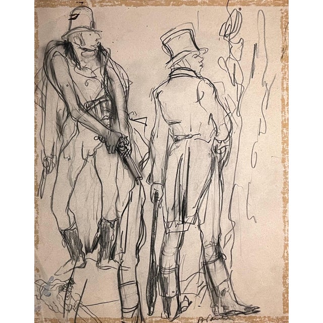 Benjamin Ii Vautier, Duel Between Gentlemen, Graphite on Paper For Sale