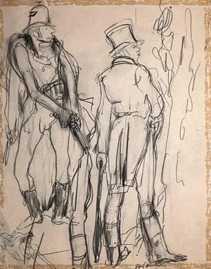 Benjamin Ii Vautier, Duel Between Gentlemen, Graphite on Paper