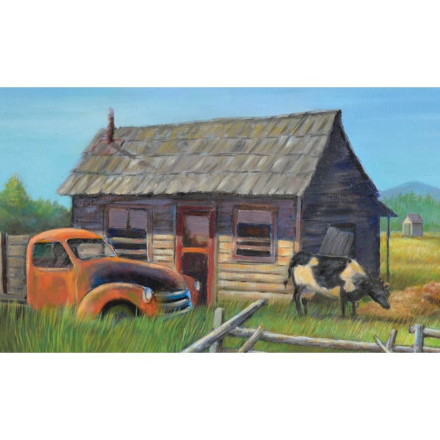 American The Old Farm - Landscape With Cow by Ralph Edward Joosten For Sale - Image 3 of 6