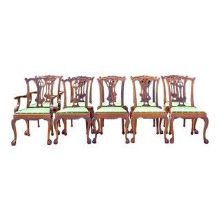 Vintage Regency Hand Carved Chippendale Dining Chairs - Set of 10 For Sale