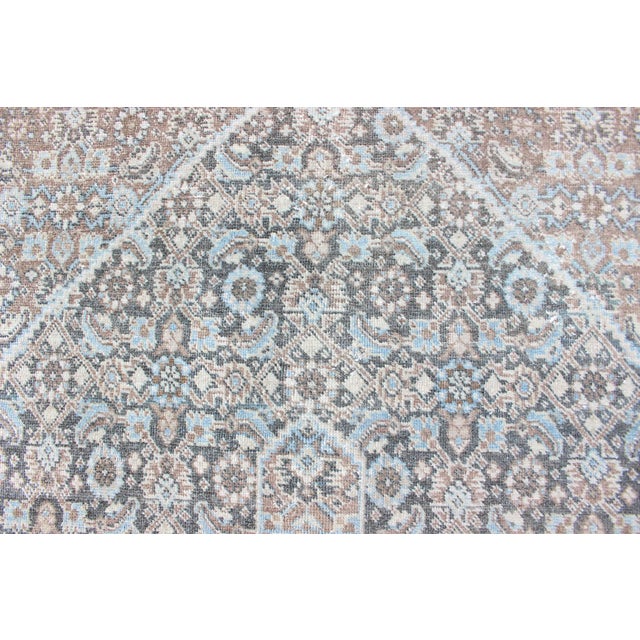 Early 20th Century Medium Blue and Gray Background Persian Tabriz Rug With All-Over Herati Design 8'6 X 11'7 For Sale - Image 5 of 18