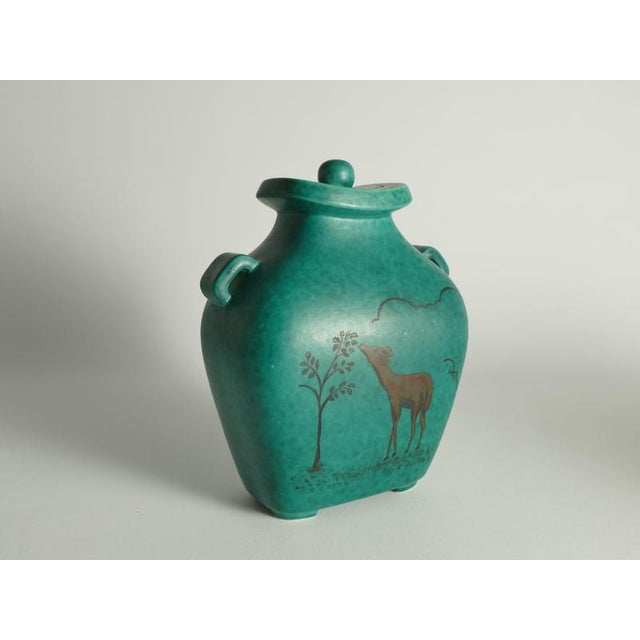 Art Deco Green Lidded Vase by Wilhelm Kåge for Gustavsberg, 1956 For Sale - Image 12 of 18
