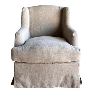 Papillion Pure Linen Slip Covered Wing Back Style Chair