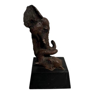 Bathing Hole by Rick Cain Wildlife Sculptor 766/2000 l.e. 1992 Signed For Sale