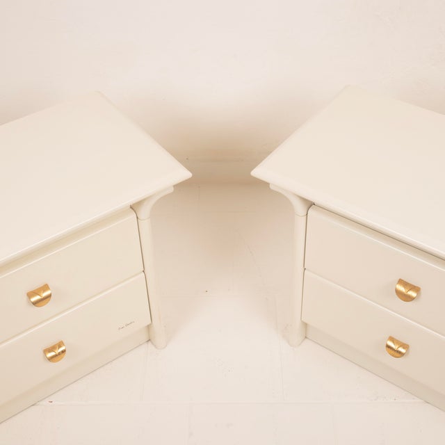 Cream Lacquered Bedside Tables by Pierre Cardin, 1980, Set of 2 For Sale - Image 6 of 18