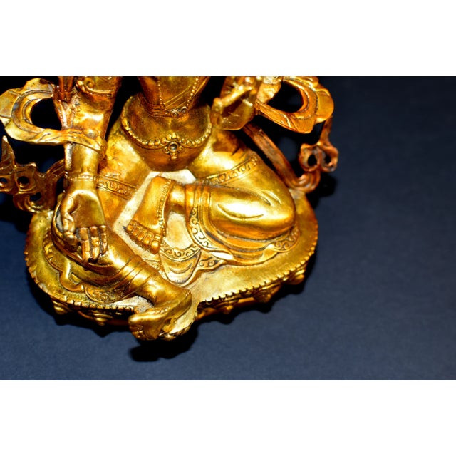 Gilt Bronze Tibetan Green Tara For Sale - Image 10 of 13