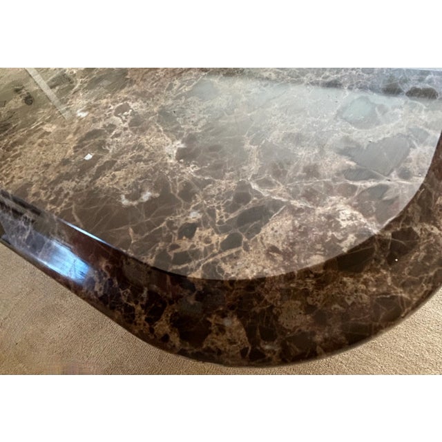 Brown Henredon Carved Wood Cocktail Table With Marble Top For Sale - Image 8 of 17