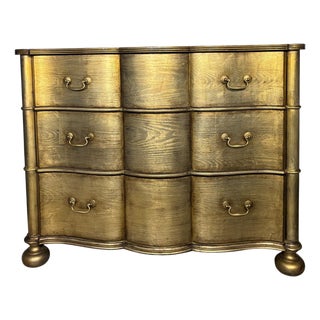 Ethan Allen Serpentine Chest in Original Metallic Silver-Gold Finish For Sale