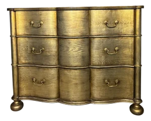 Ethan Allen Serpentine Chest in Original Metallic Silver-Gold Finish