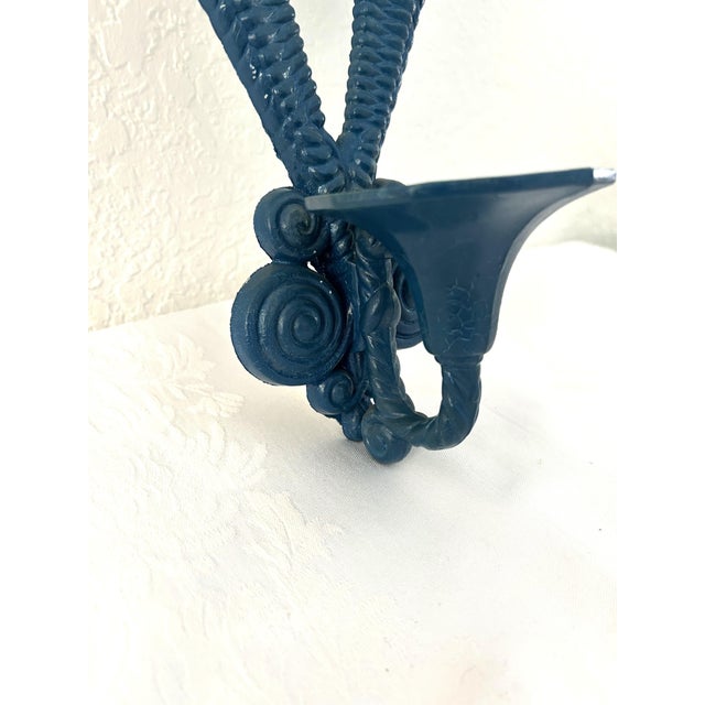 Art Deco Vintage Sea Blue Burwood Candle Sconces, a Pair For Sale - Image 3 of 6