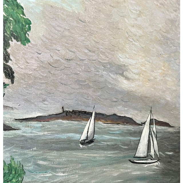 Morris Kantor, 1930 Oil Painting Sea Side Sailboats American Modernist WPA Artist Morris Kantor, 1930 For Sale - Image 11 of 12