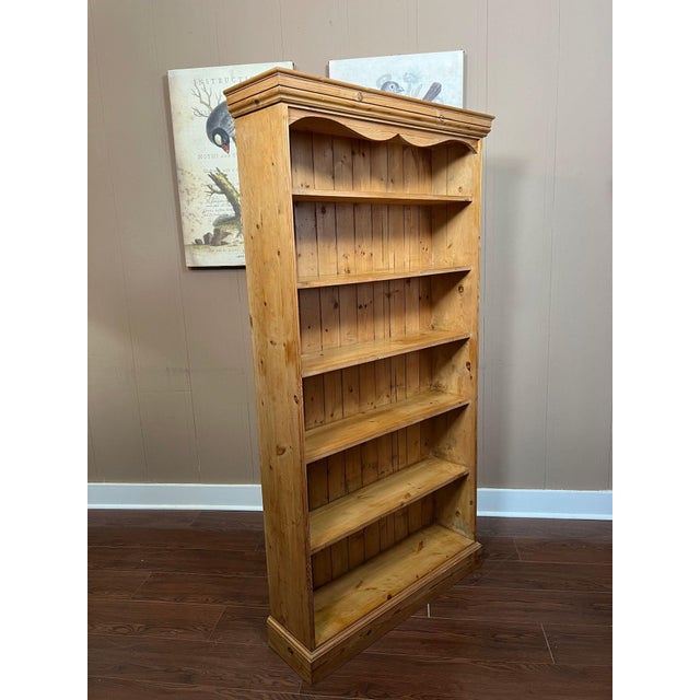 1900 - 1909 Antique English Country Pine Bookcase Bookshelf Tall Narrow Open Shelf C1900 For Sale - Image 5 of 18