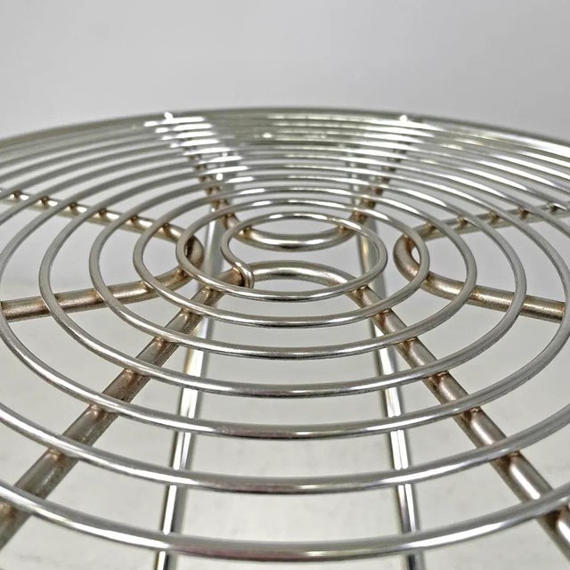 Postmodern Italian Chromed Metal Round Base Stool with Footrest For Sale - Image 11 of 18