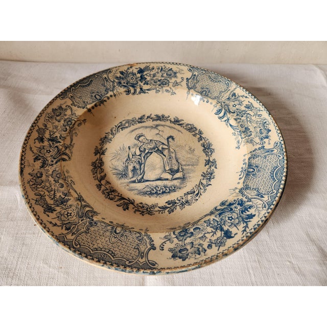 Antique French Hollow Plate from Terre de Fer de Grigny For Sale - Image 7 of 15
