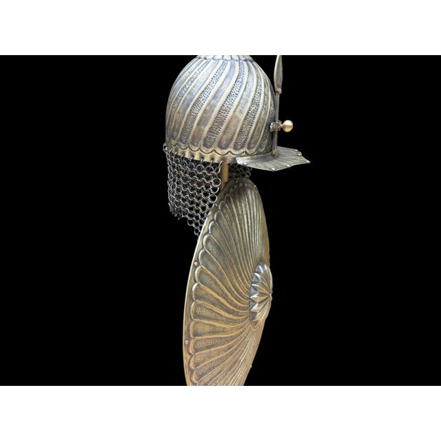 Handmade Turkish Brass Fluted Helmet Shield Set For Sale In Los Angeles - Image 6 of 13