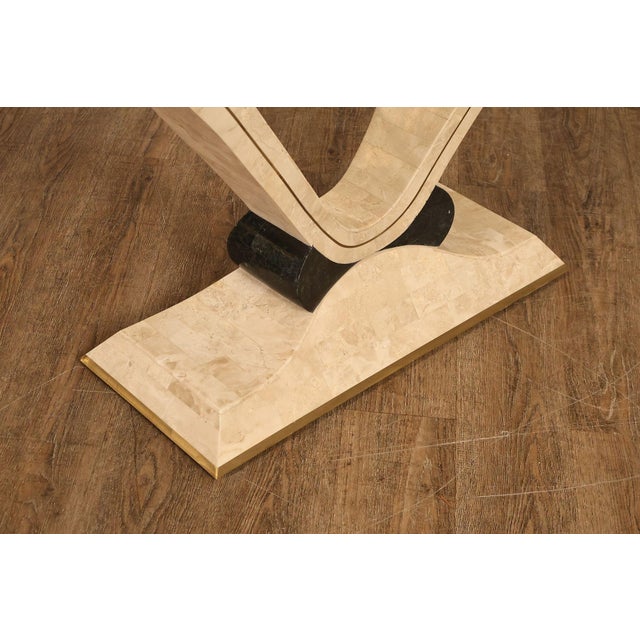 Stone Postmodern Glass Top Travertine Console Table For Sale - Image 7 of 18