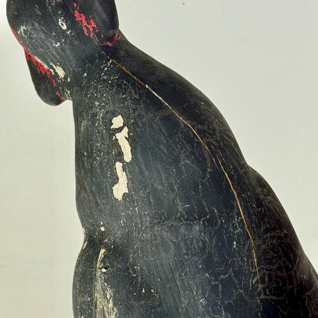 Early 20th Century Majestic Primitive Folk Art Hand Carved Vintage Wooden Rooster Sculpture With Original Paint For Sale - Image 10 of 12